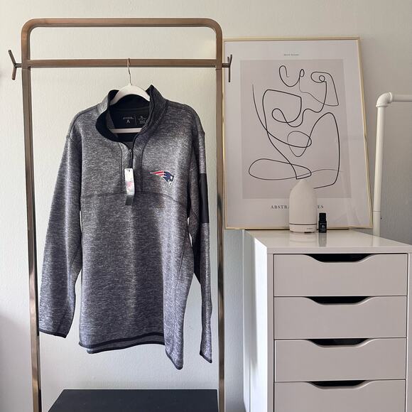 NWT New England Patriots Antigua Heather Quarter-Zip Pullover Jacket - Picture 7 of 14